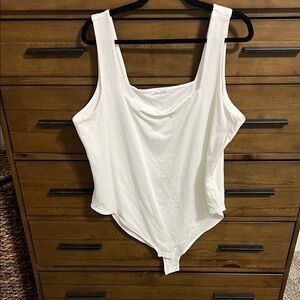 Old Navy White Scoop Neck Tank Bodysuit With Wide Straps